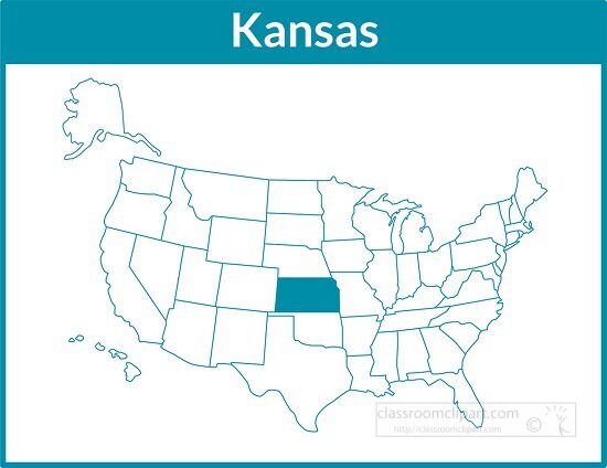 kansas map square color outline clipart