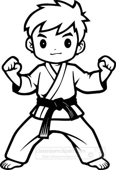 karate black outline printable