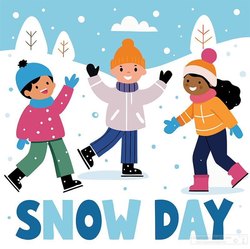 Kids Playing in Snow Clipart