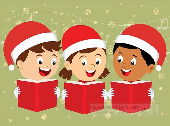 kids singing christmas carols clipart