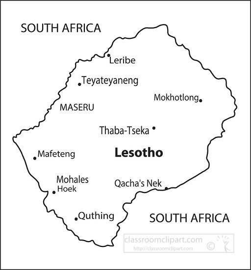 Lesotho country maps black white