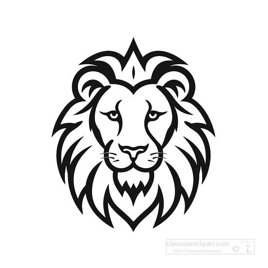 lion face 1 black outline clip art