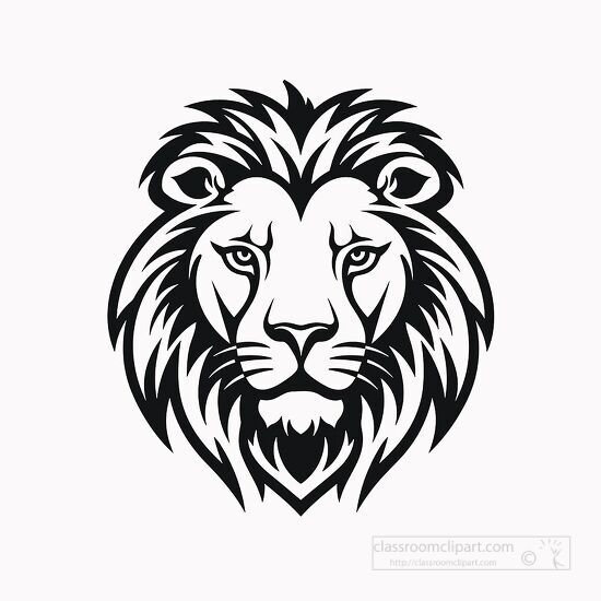 lion face front black outline clip art