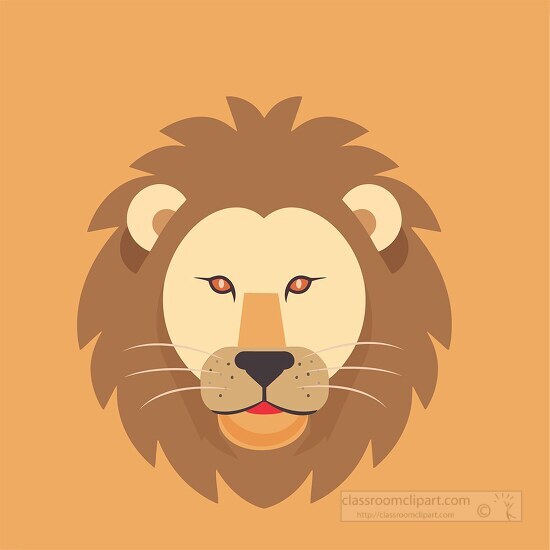 lions head with a long mane flat design