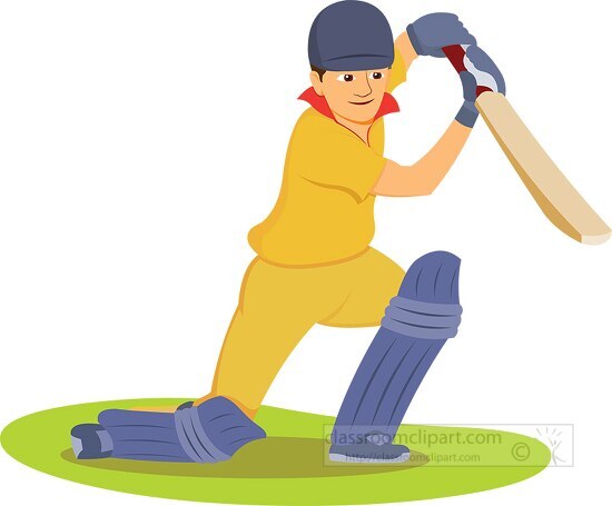 man batting playing cricket clipart