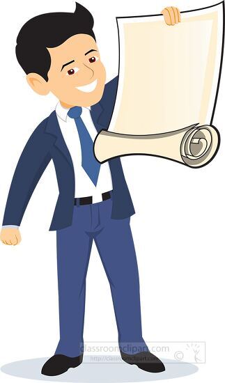 man showing graduation diploma clipart