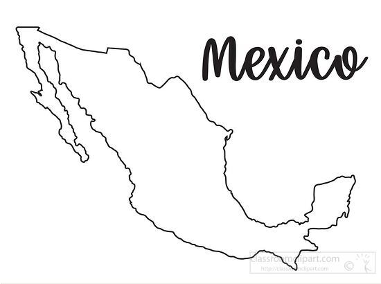 mexico country map black outline