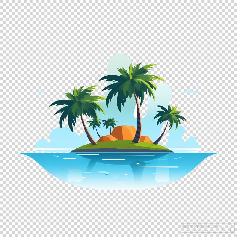 Minimalistic Depiction of a Tropical Island With Palm Trees