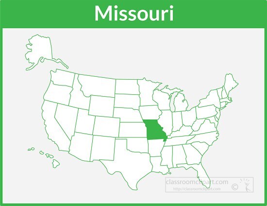 missouri map square color outline clipart