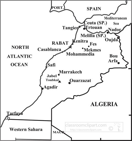 Morocco country map black outline