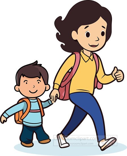 mother taking child to school