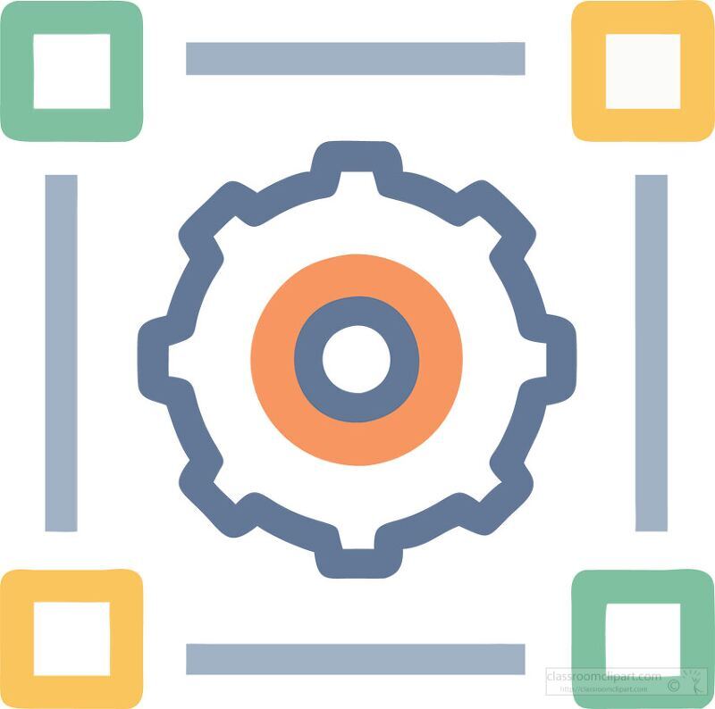 multicolored gear icon representing network configuration