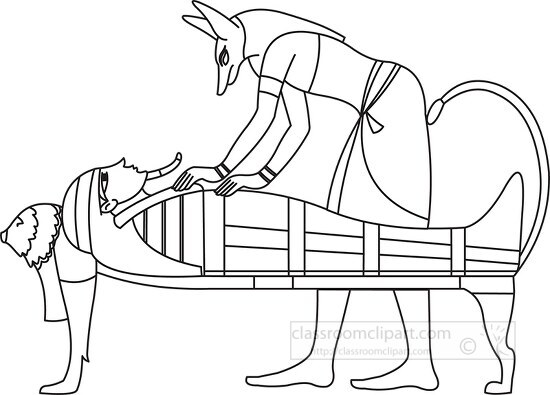 mummification process of the egyptians black outline clipart