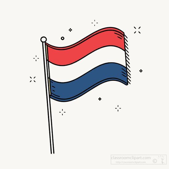 national flag of netherlands on a flag pole