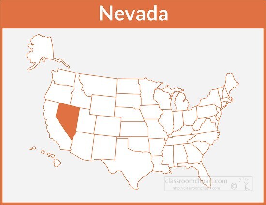 nevada us map square color outline clipart