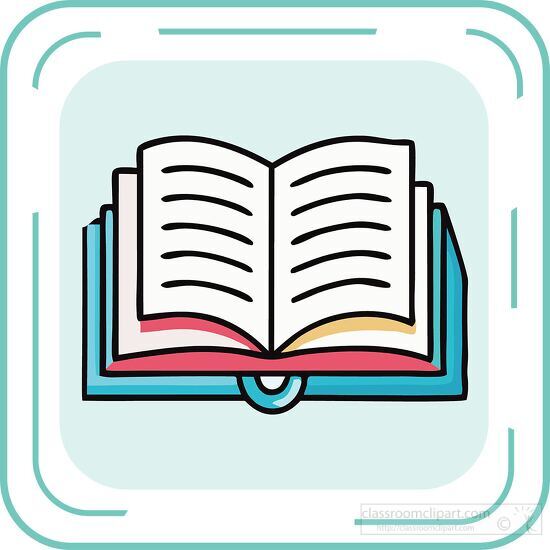 open book pages blue line icon