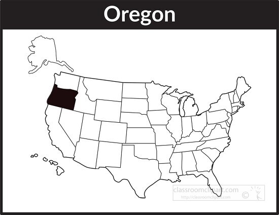 oregon us map square black white clipart