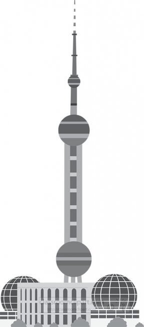 oriental pearl tower shanghai china city skyline gray color clip