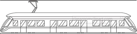 passenger tram transportation black white outline clipart