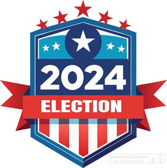 patriotic badge design featuring 2024 Election with stars and st