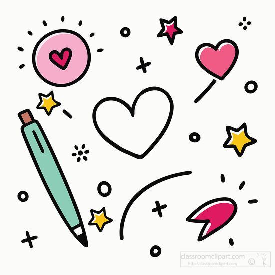 pen line doodle vector hand drawn fun elements