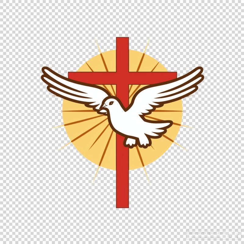 Pentecost Dove With Cross and Sunburst Design