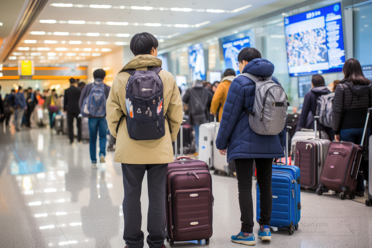 airport passenger standing in line at the terminal