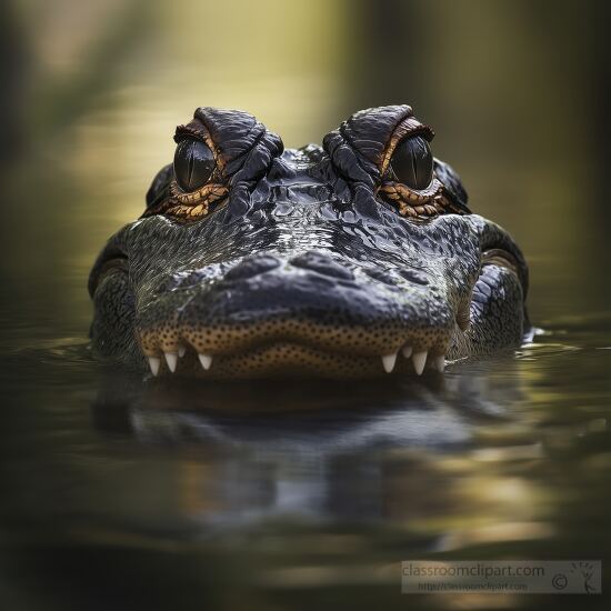 alligators head peeks through lily pads emerges above the calm