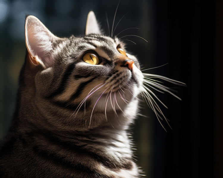 American Shorthair cat side view