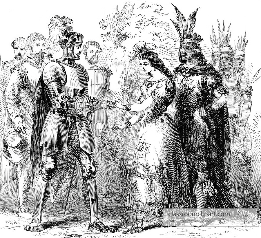 balboa and the indian princess historical illustration