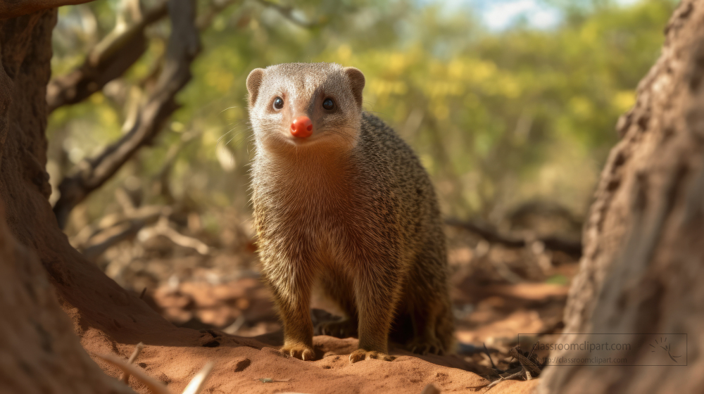 banded mongoose near a tree samburu national reserve kenya afric