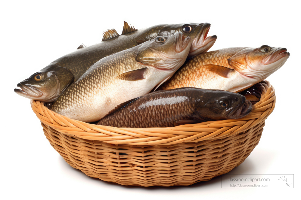 basket full of raw fish