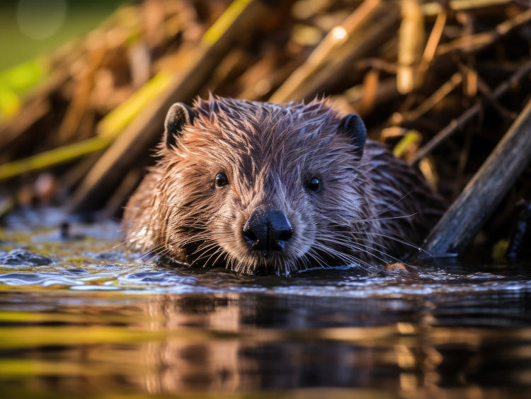 beaver swimming