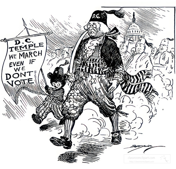 black and white american political cartoon a0471