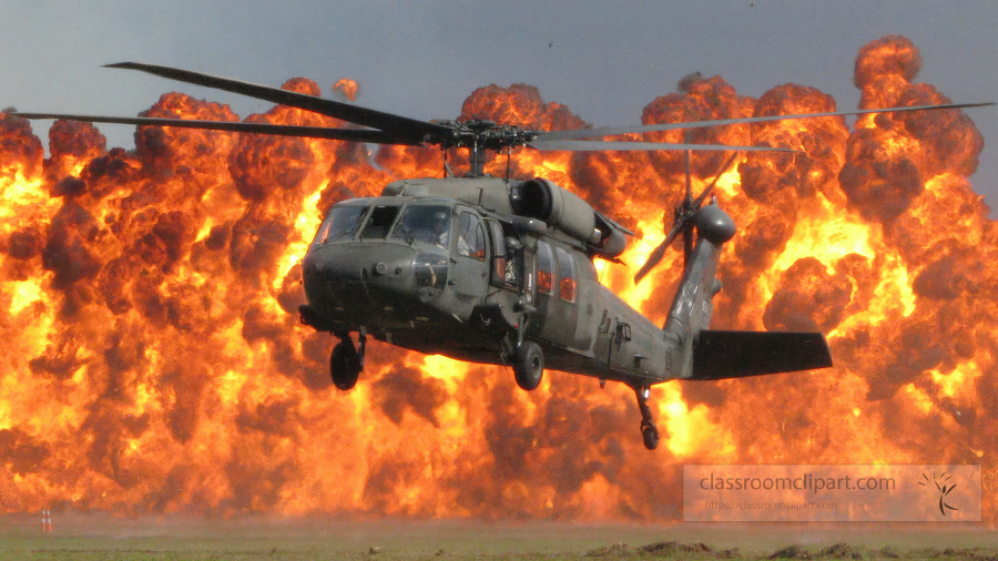 black hawk helicopter hovers during a demonstration