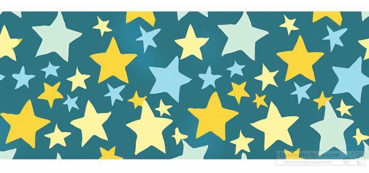 Bright stars are scattered across a teal background