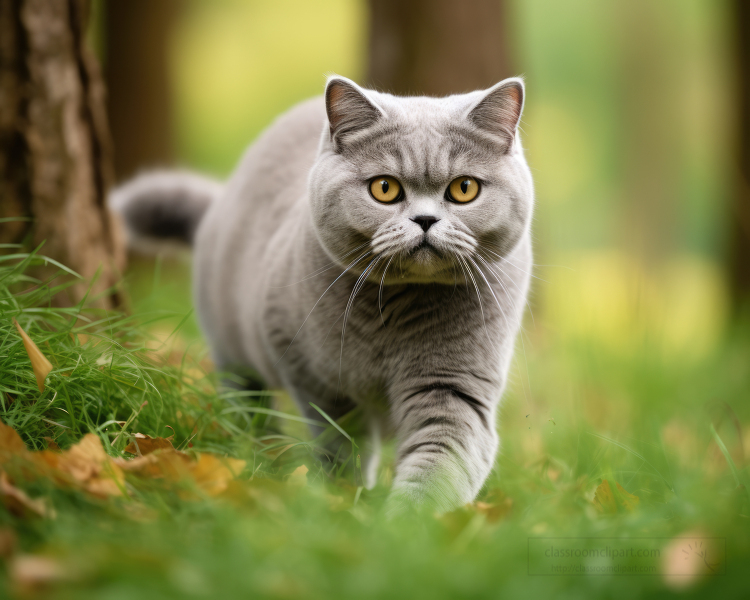 British Shorthair cat in park