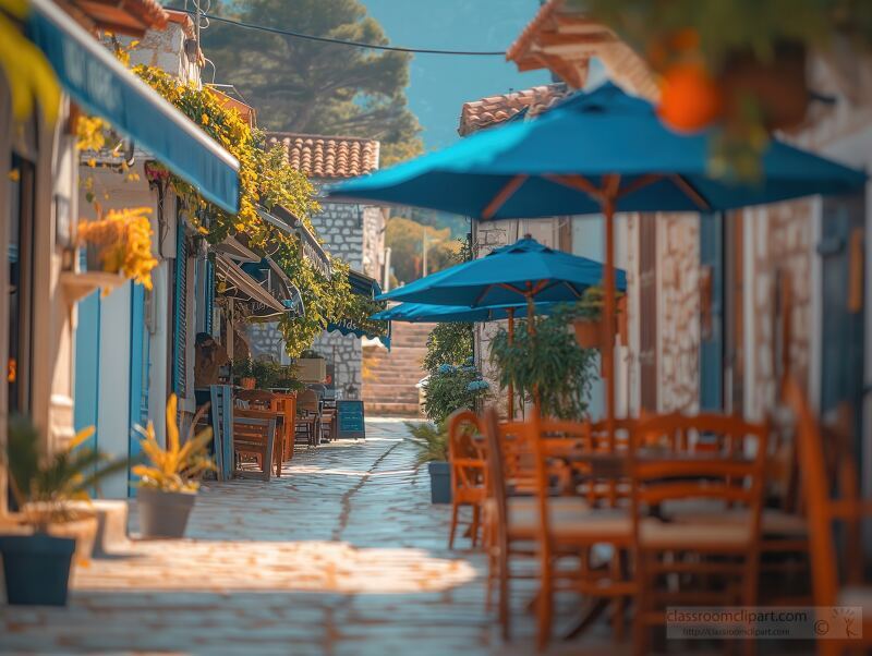 Charming Street Lined With Cafes in Budva Montenegro