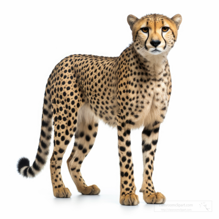 Cheetah standing isolated on white background