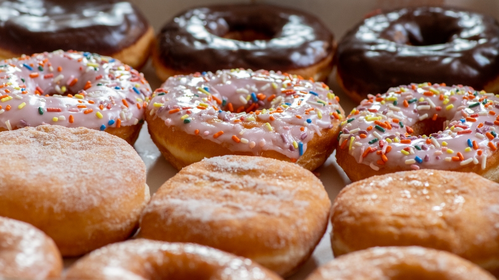 chocolate jelly sprinkle doughnuts