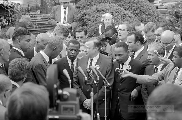 Civil rights leaders talk with reporters