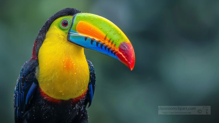 closeup of a keel billed toucan with a colorful beak