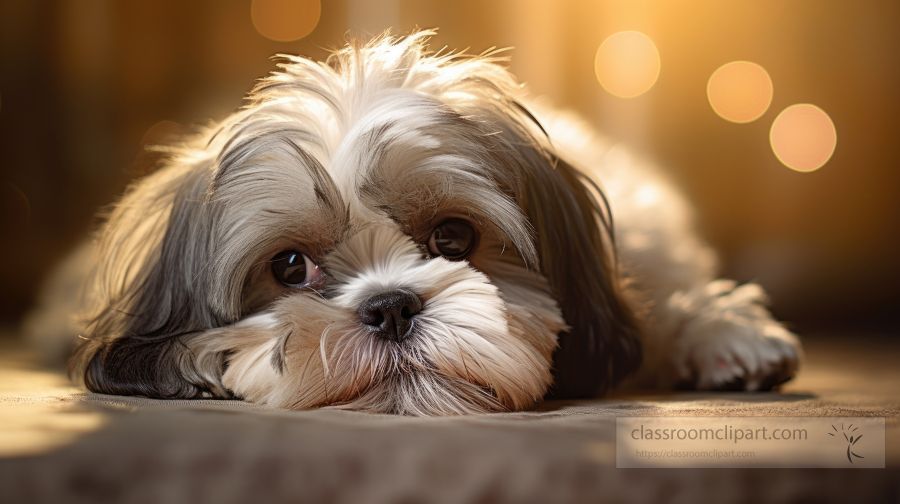 closeup of Shih Tzu dog as it lays down