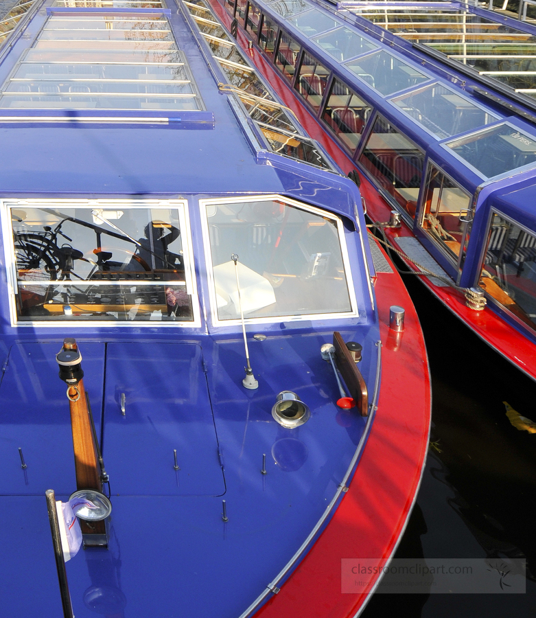 closeup tourist canal boat