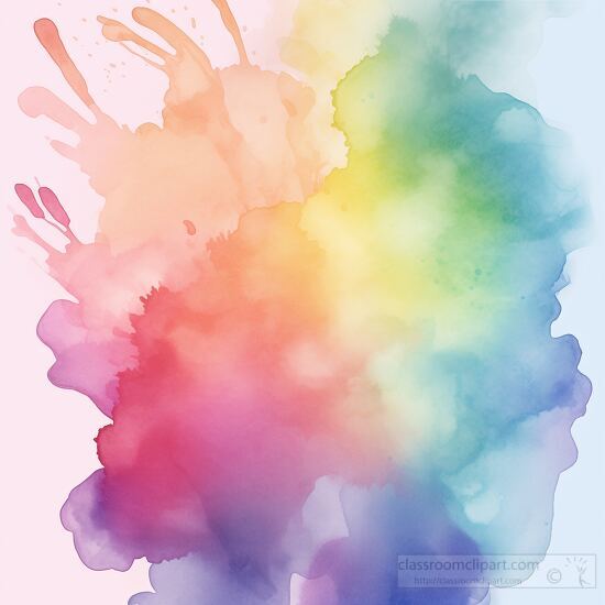 colorful mixture of watercolor splashes blue yellow red