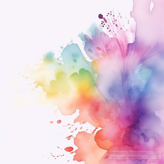 colorful mixture of watercolor splashes white background