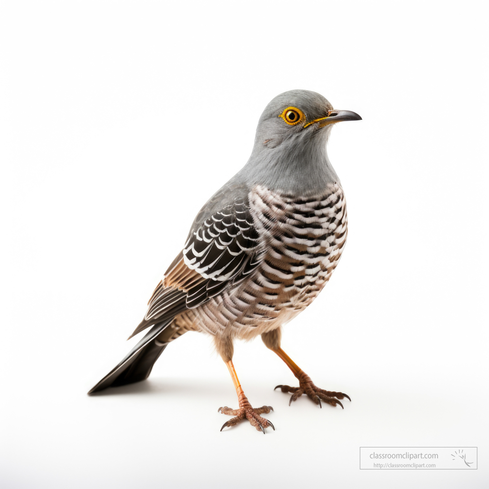 cuckoo bird side view isolated on white background