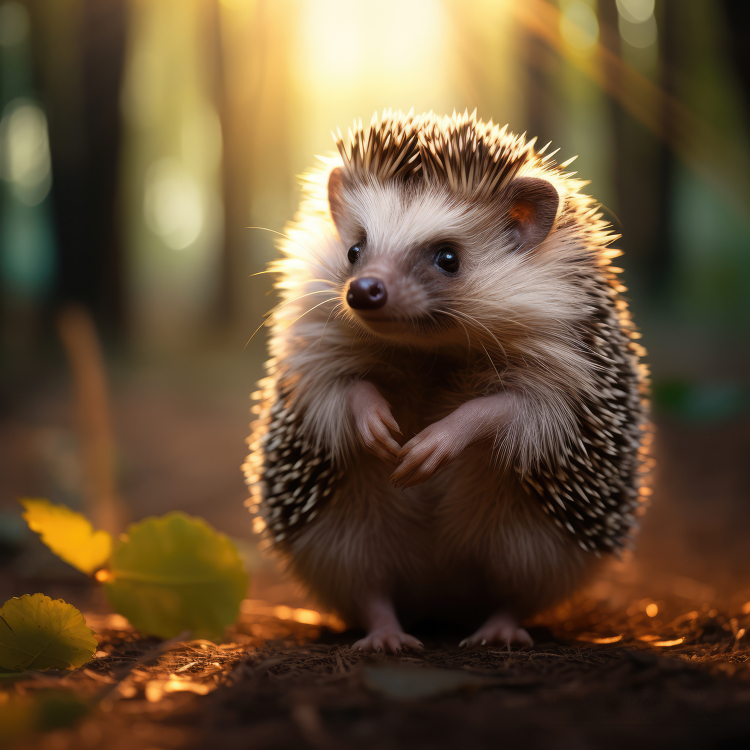 cute baby hedgehog cin the woods