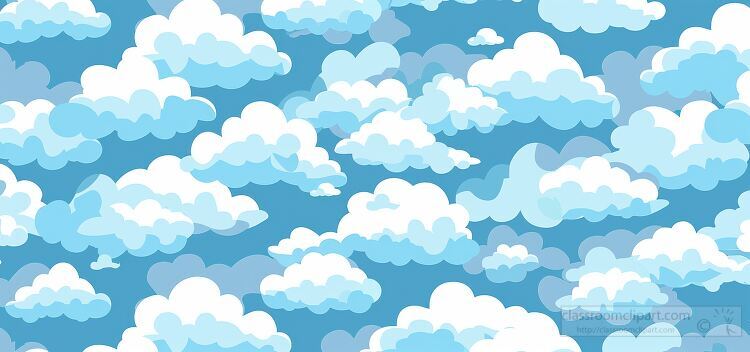 dreamy cloud pattern with fluffy white and blue clouds