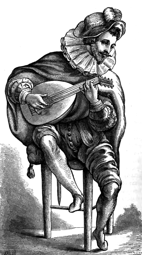 Elizabethian Lute Musical Instrument Illustration